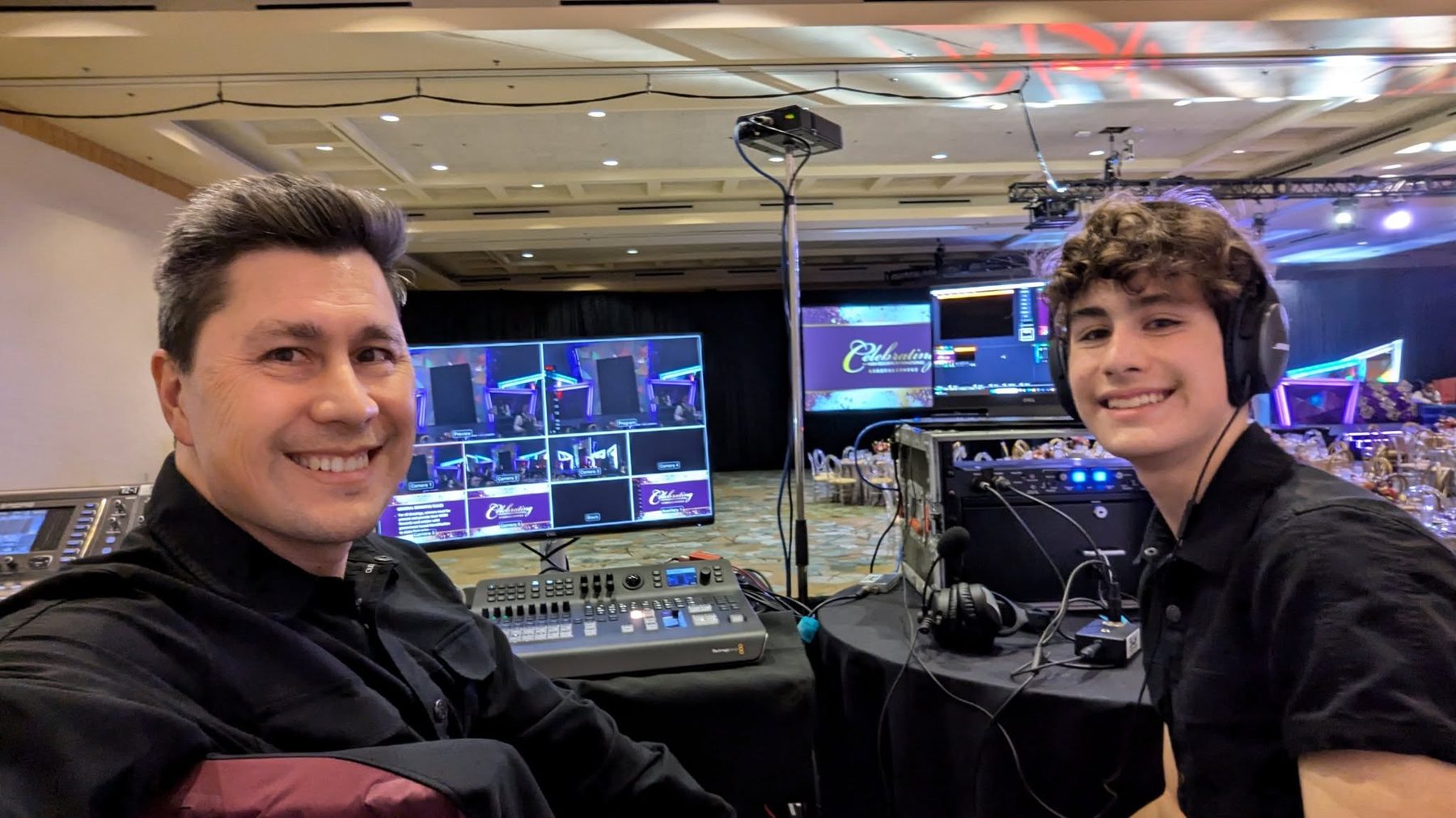 Andrew running the video switcher at a live event