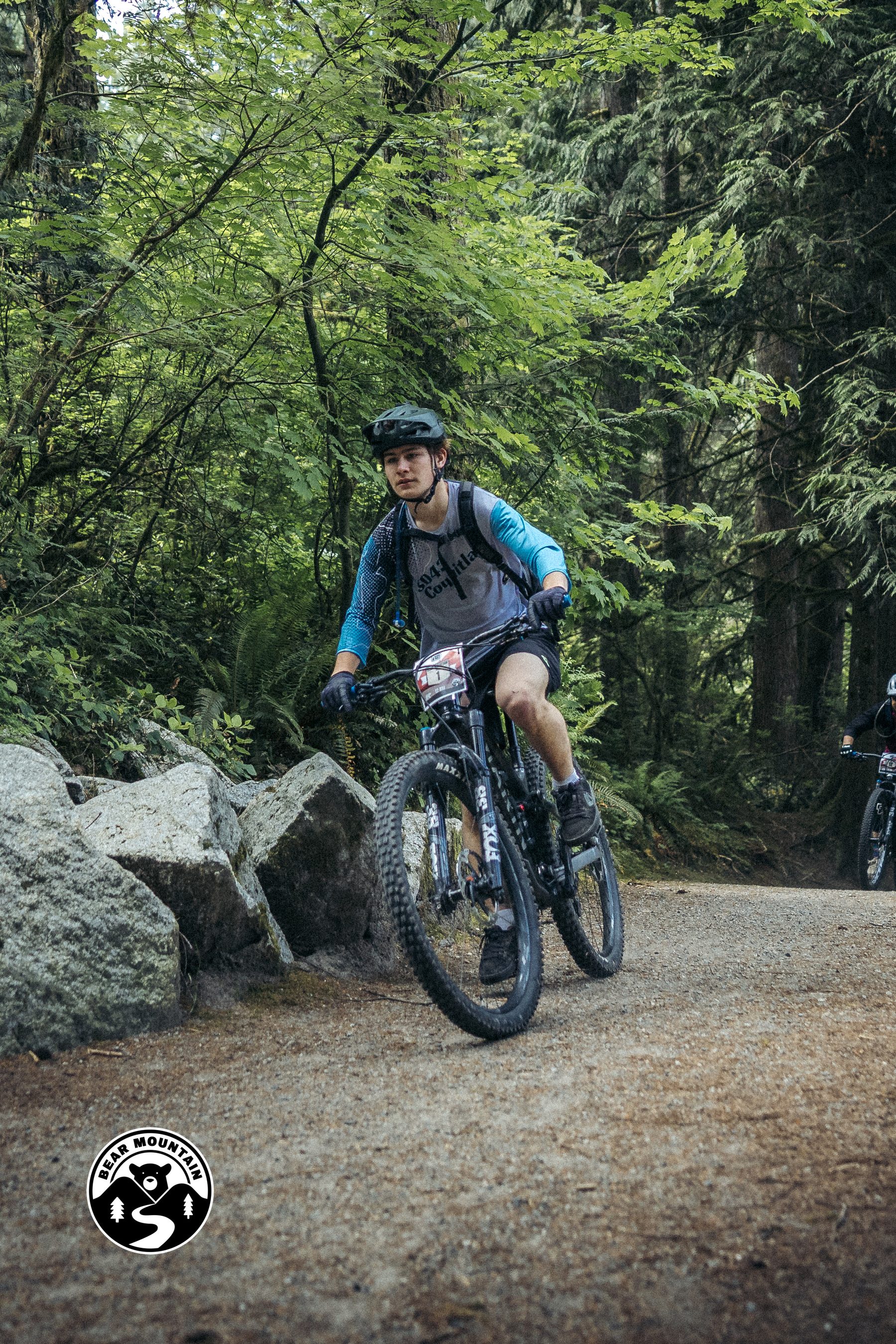 Andrew riding a rocky trail